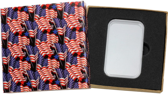 SilverTowne Natural Kraft Paper Gift Box with American Flag Pattern Box Sleeve